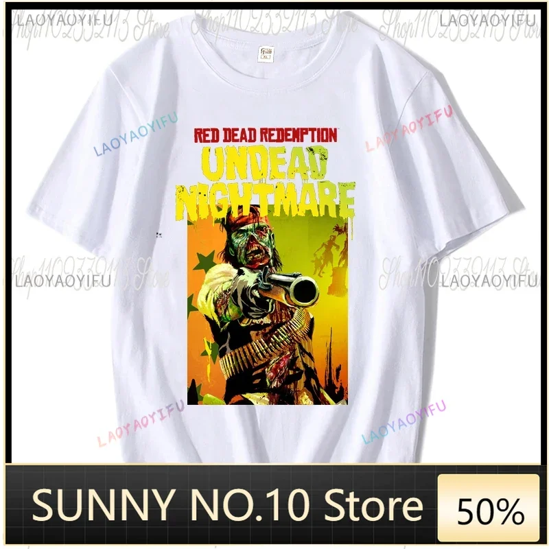 Red Dead Redemption 2 Game T Shirt Streetwear Crewneck Short Sleeve Shirt Men