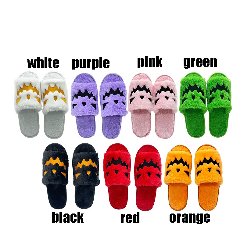 2-10pcs Cotton Fluffy Slippers with Socks Halloween Pumpkin Platform Plush Slides Couple 2024 Halloween Party Shoes