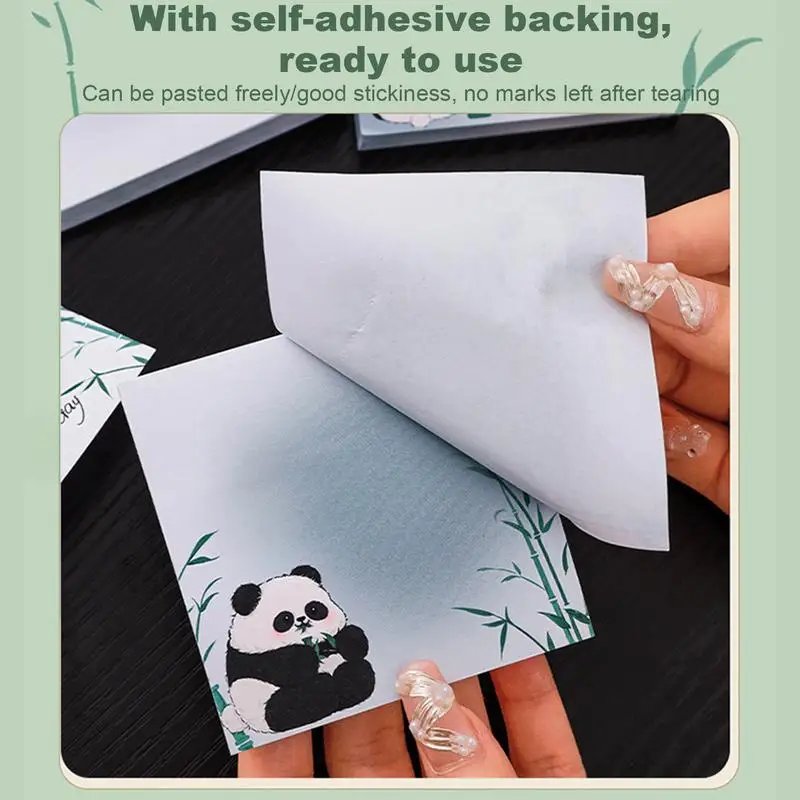 50 Pcs Removable Pandas Sticky Notes Cute Cartoon Pandas Self-Stick Notes Pads Animal Divider Tabs Bundle Writing Memo Pads