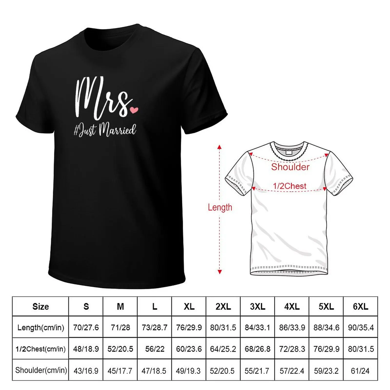 Mrs Just Married Mrs Mr Wedding Newlywed Matching Couple Gift Idea Also avaible with black lettering T-Shirt