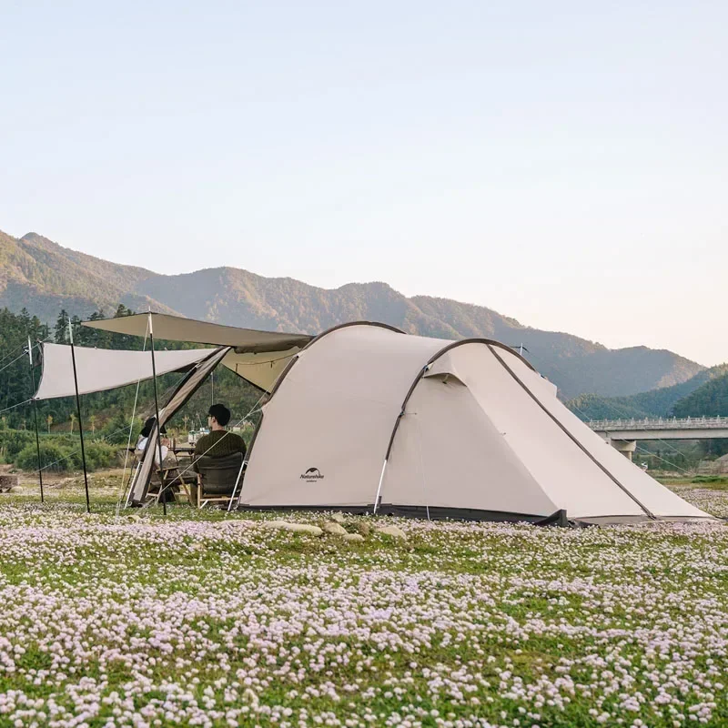 Naturehike 4-6 Persons Tunnel Tent Camping Large Space Portable 150D Oxford Cloth With Snow Skirt Hall Outdoor Picnic Shelter