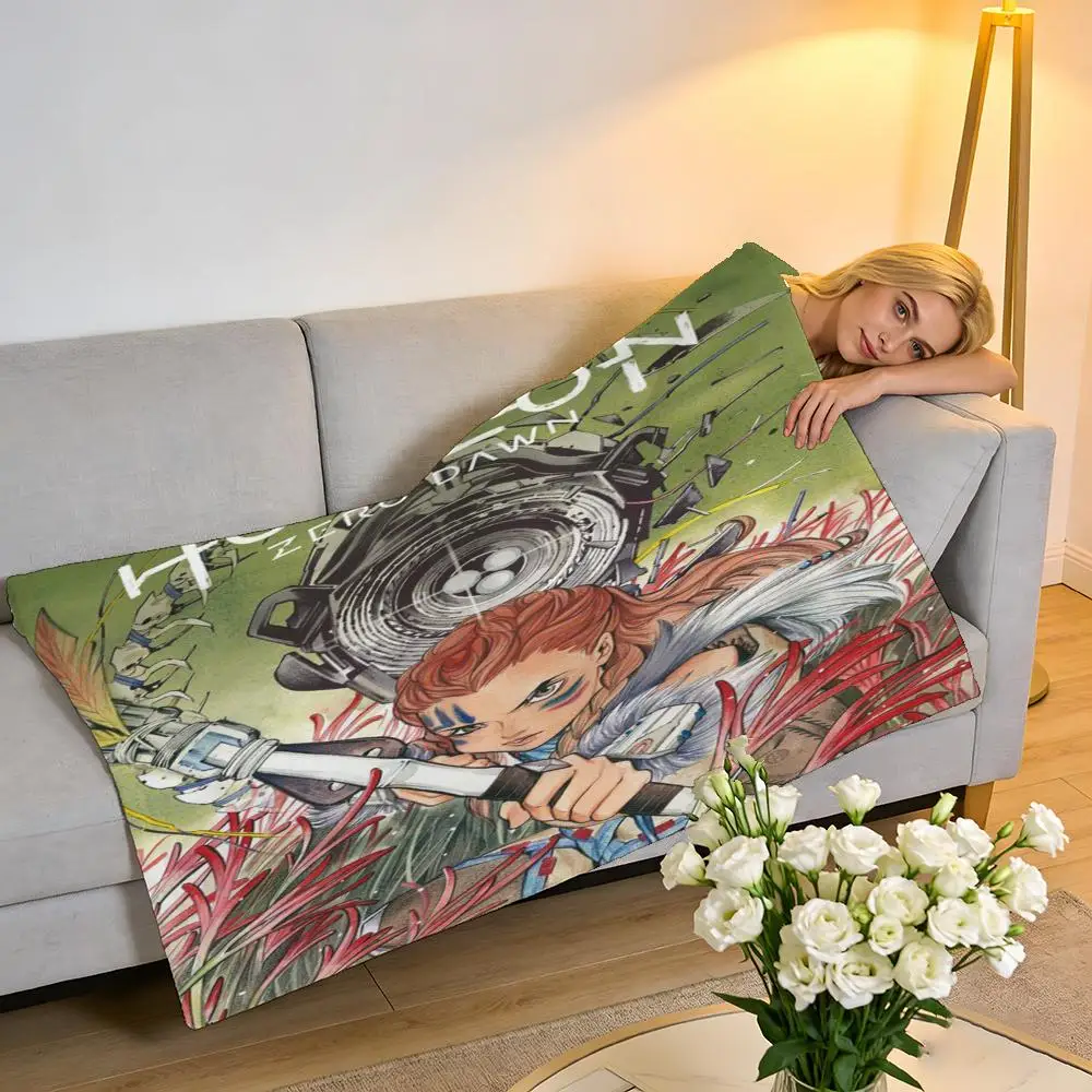 Manta Horizon Zero Dawn de felpa corta de alta densidad, suave para sofá y habitación con aire acondicionado.