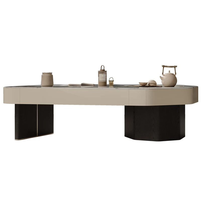 طاولة قهوة إيطالية بسيطة ومبتكرة على شكل خاص من بلاطة الصخور لغرفة المعيشة الحديثة وطاولة شاي جديدة بسيطة