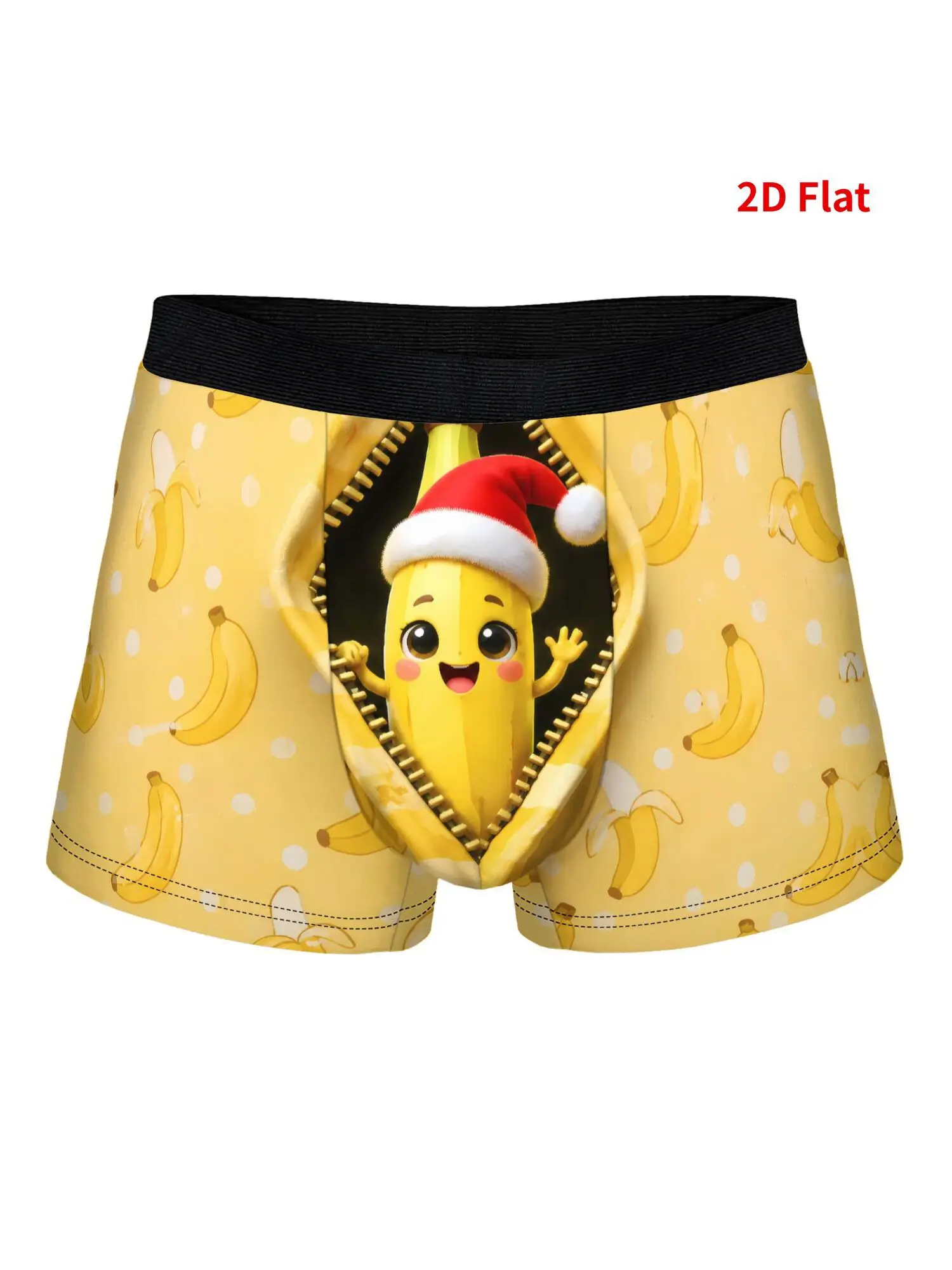 2D Print Design Banana Zipper Santa Pattern Print Men Underwear Fit Panties