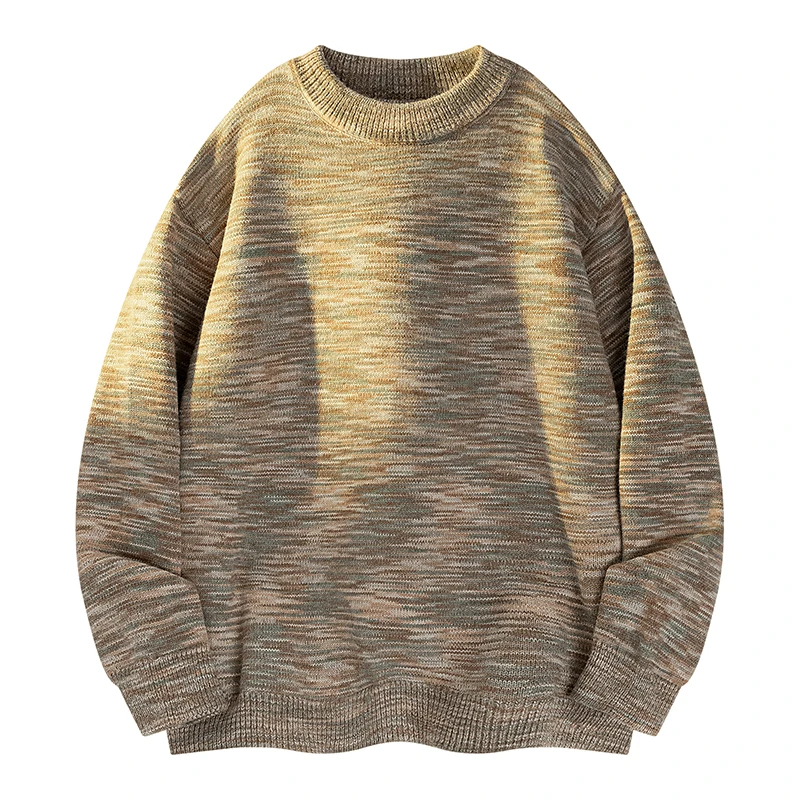 

Retro Mixed-Color Textured Round-Neck Loose Men's Sweater Autumn and Winter Textured Knitwear Loose Sweater Men's Autumn and Winter Healing Style Knit Top