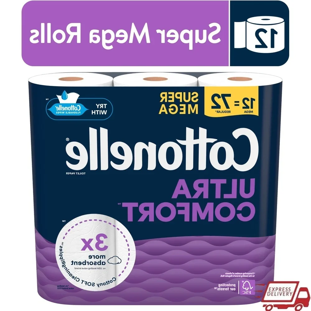 

Ultra Comfort Soft Toilet Paper 2 Ply 12 Mega XL Rolls 366 Sheets per Roll Absorbent Clog Free Septic Safe CleaningRipples