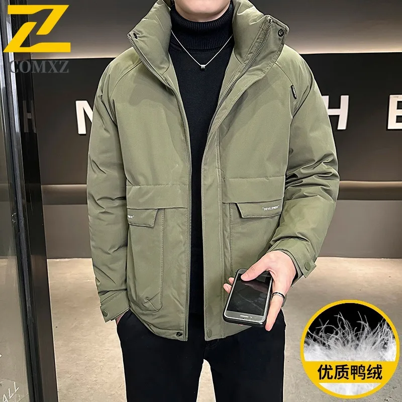 

COMXZ Men sofeshell Down Jacket Hooded 90 Percent White Duck Down Warm Parka Outdoor Climbing Windproof Winter Windbreaker 2025