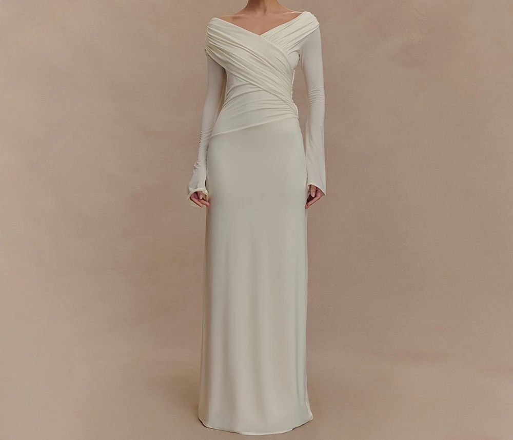 

2025 New Style Women's Long Dress Fashionable and Sexy V-neck Hip Hugging Dress