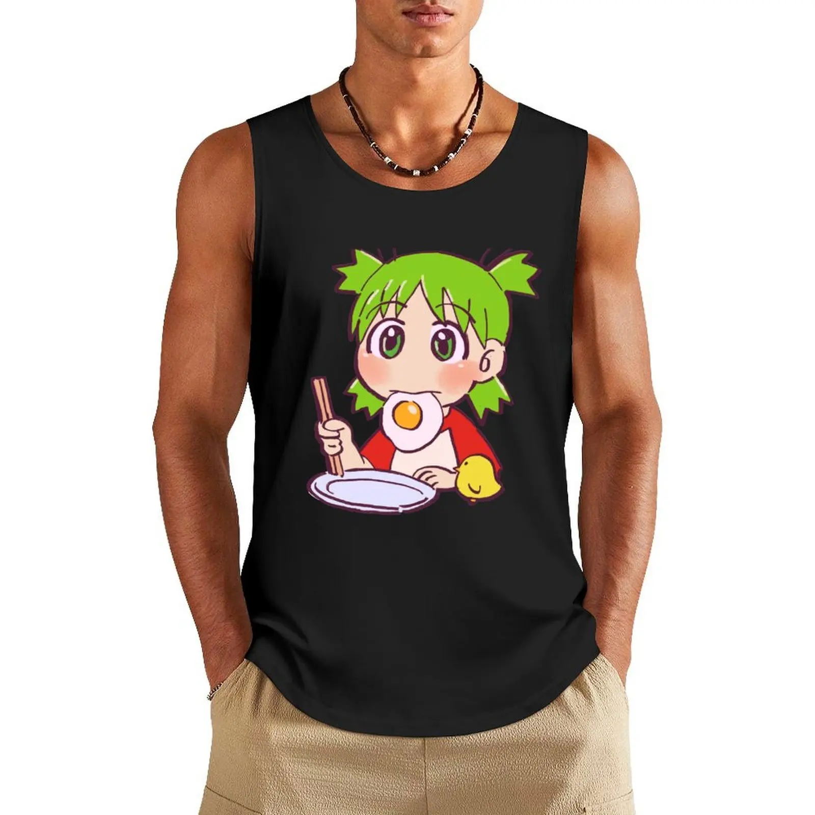 

I draw yotsuba eating fried egg / yotsubato Tank Top cool things gym shirt man Sleeveless top gym
