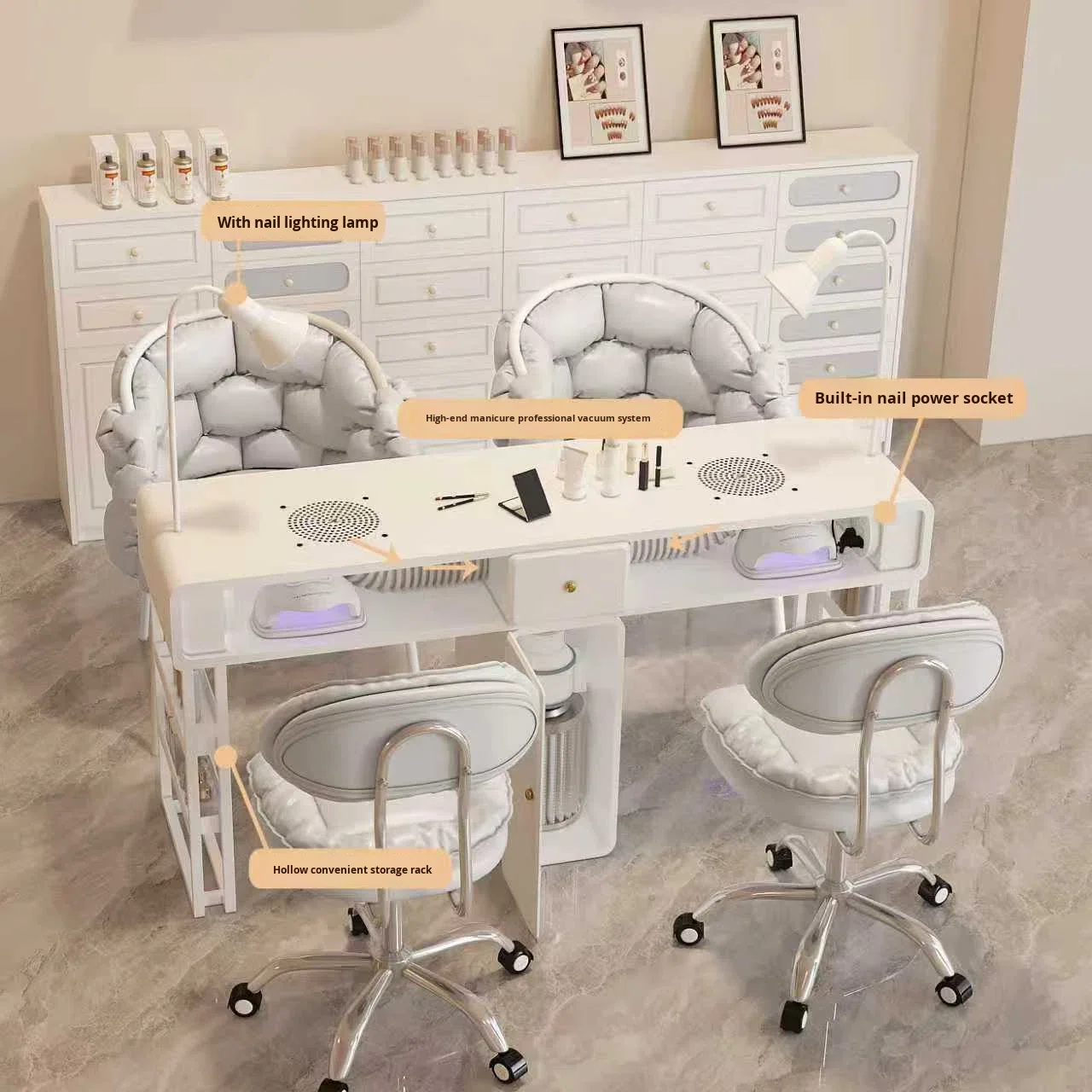 New Nail Table with Widened 45° Turbo Suction for Marble and Porcelain Surfaces