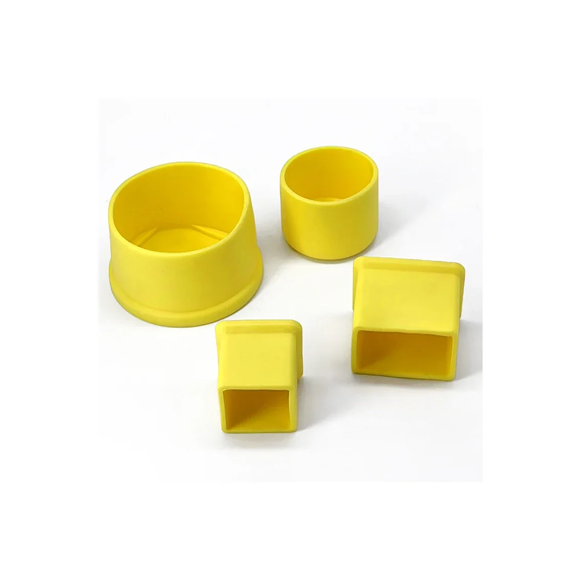1-50Pcs 사각형/라운드 노란색 PVC 부드러운 고무 파이프 슬리브 튜브 캡 테이블 의자 발 패드 보호 커버 15x30mm 20x20mm-50mm