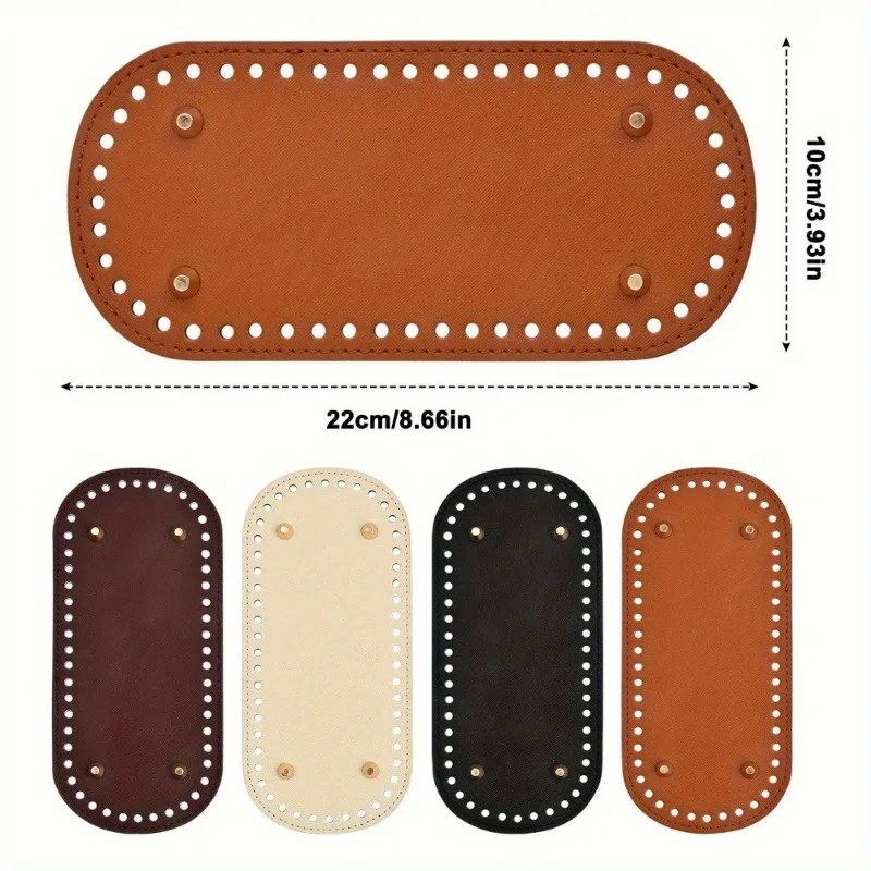 7-Pack Oval PU Leather Bag Bottom Inserts - Artificial Leather Pads with Pre-Punched Stitch Holes for Handbag & Purse Base Reinforcement for Crochet Projects
