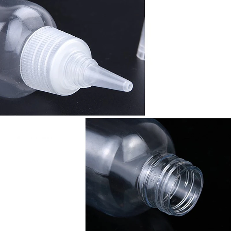 Flacone contagocce in plastica da 10-200ml con tappo a vite occhi trasparenti flaconi contagocce olio inchiostro liquido contenitore pigmento vernice