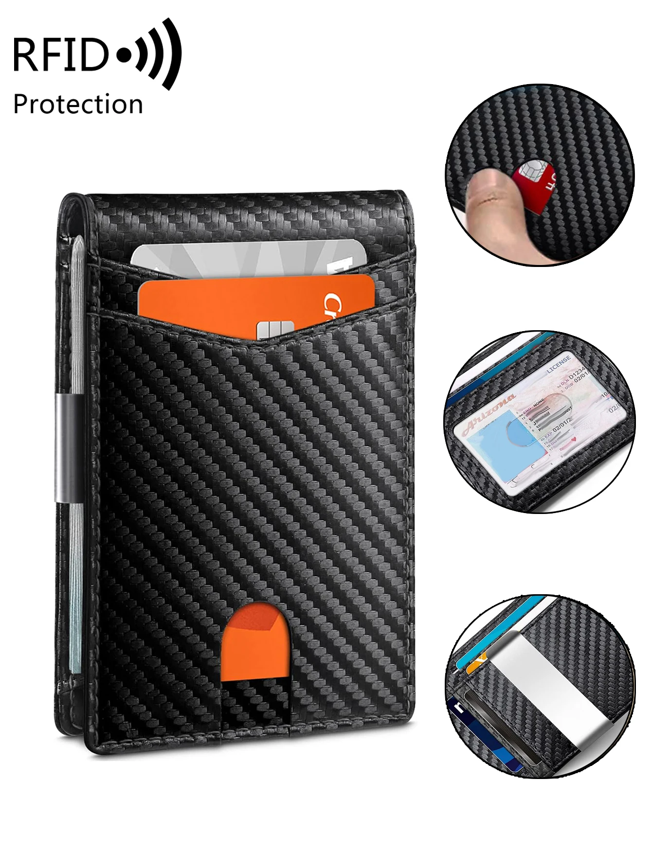 Men's wallet RFID carbon fiber ultra-thin 12 card wallet minimalist multifunctional double fold business luxury men's card bag