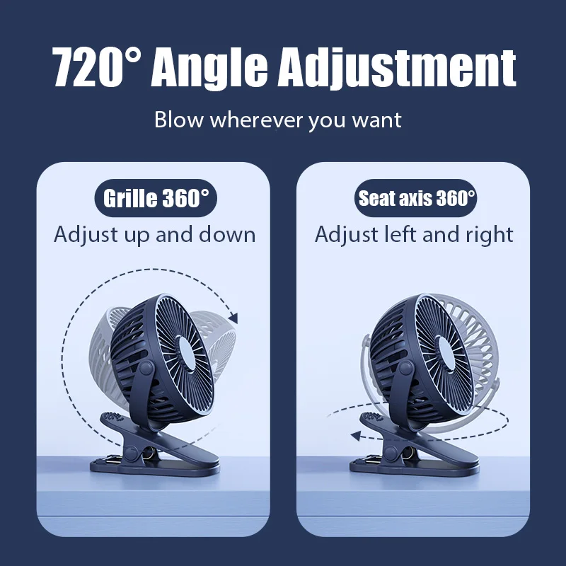 USB Rechargeable Table Fan Clip-on Type Portable Mini Desk Fan 360 Degree Rotation Adjustable Clip-on Fan For Student Dormitory image 5