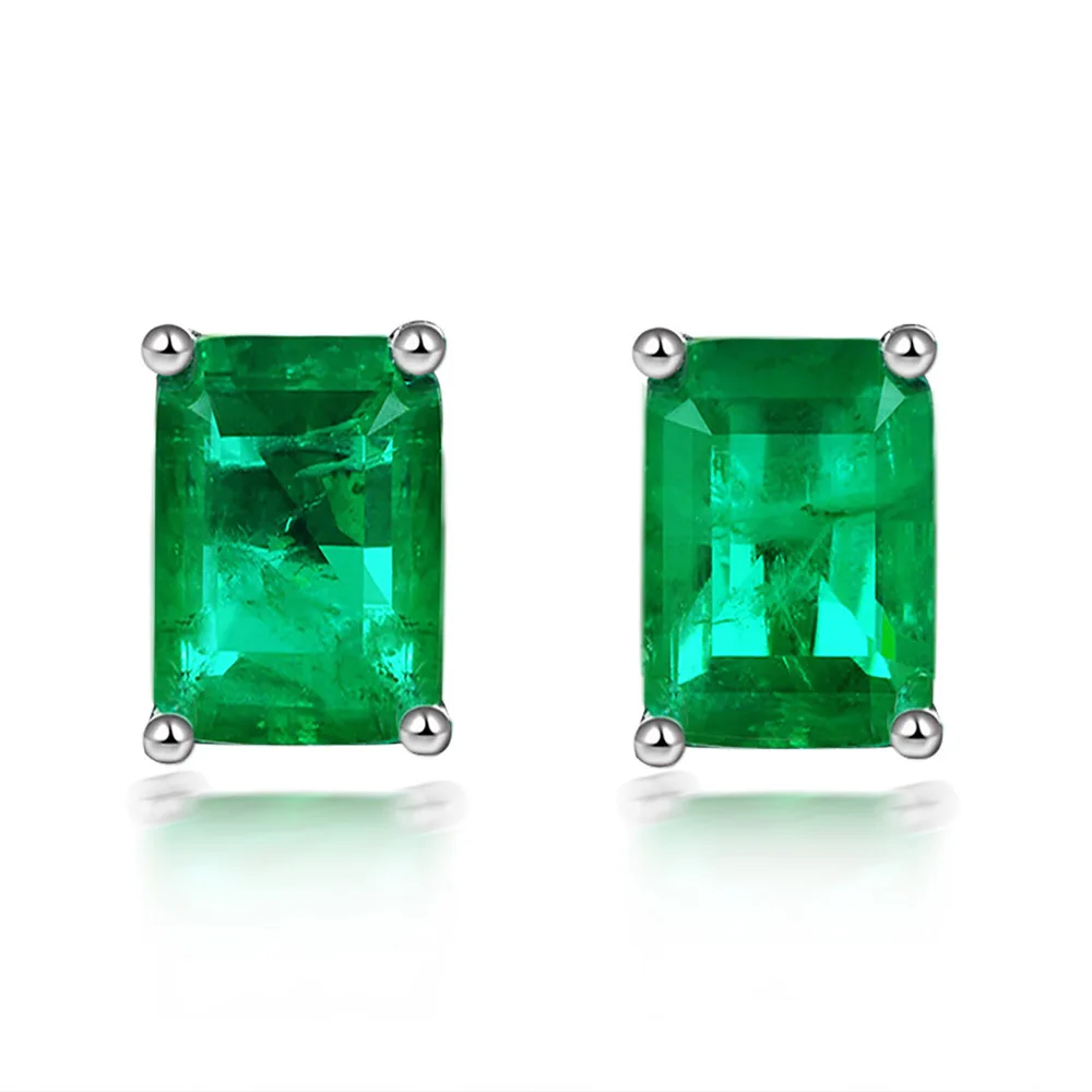 Classic 5*7mm Lab Created Emerald Stud Earrings For Women Well Shipping Real 925 Silver Piercing Vintage Jewelry Mother's Gift