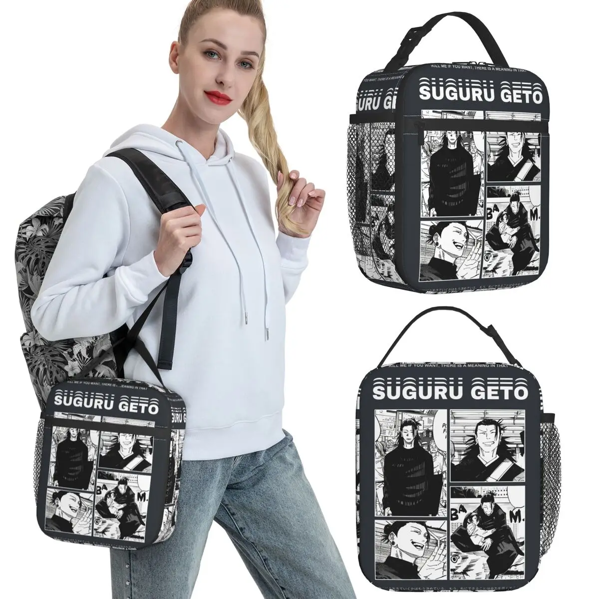 Jujutsu Kaisen-Bolsa de almuerzo de Manga japonesa Gojo Satoru, fiambrera para pícnic al aire libre para niños, bolsas de comida, bolsa refrigeradora impermeable