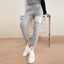 TC-234 100% Cashmere High Quality Women's Knit Long Pants pure cashmere casual Trousers