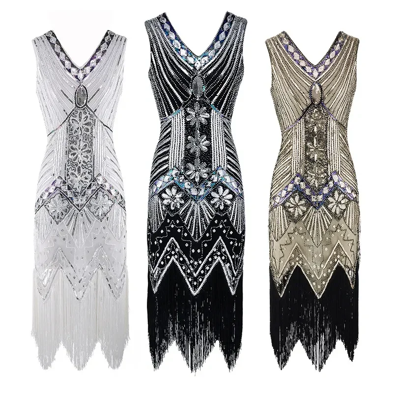 1920s Flapper Dress Plus Size S-4XL Women's Fashion Vintage Great Gatsby Charleston Sequin Tassel 20s Party Dress Girl Costume