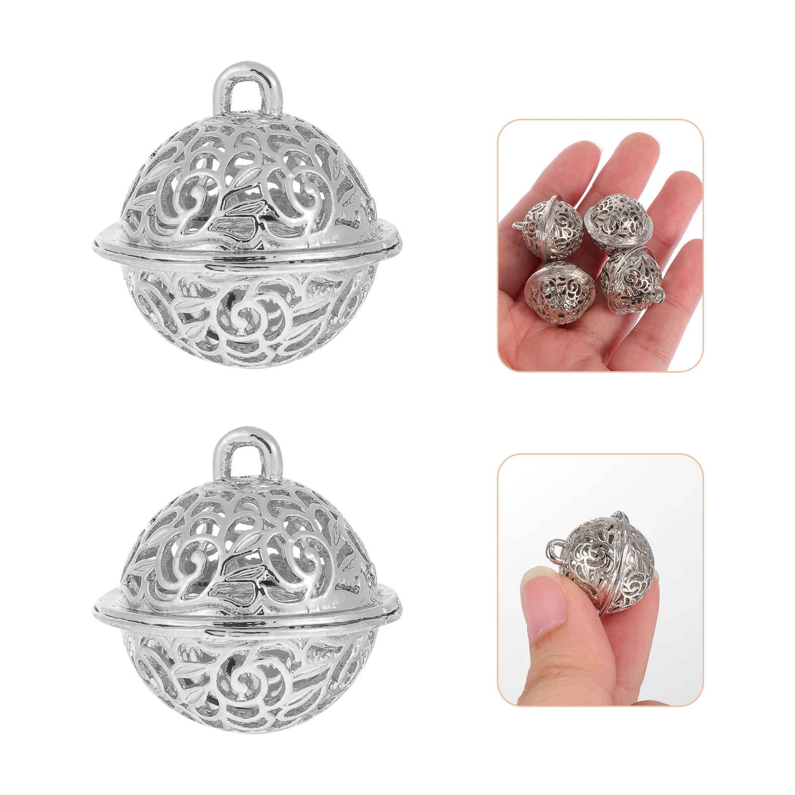 

10Pcs Electroplated Hollow Bells Tin Alloy Shiny Christmas Decoration DIY Craft Bell Pendant Key Chain Hollow Bells Key Ring