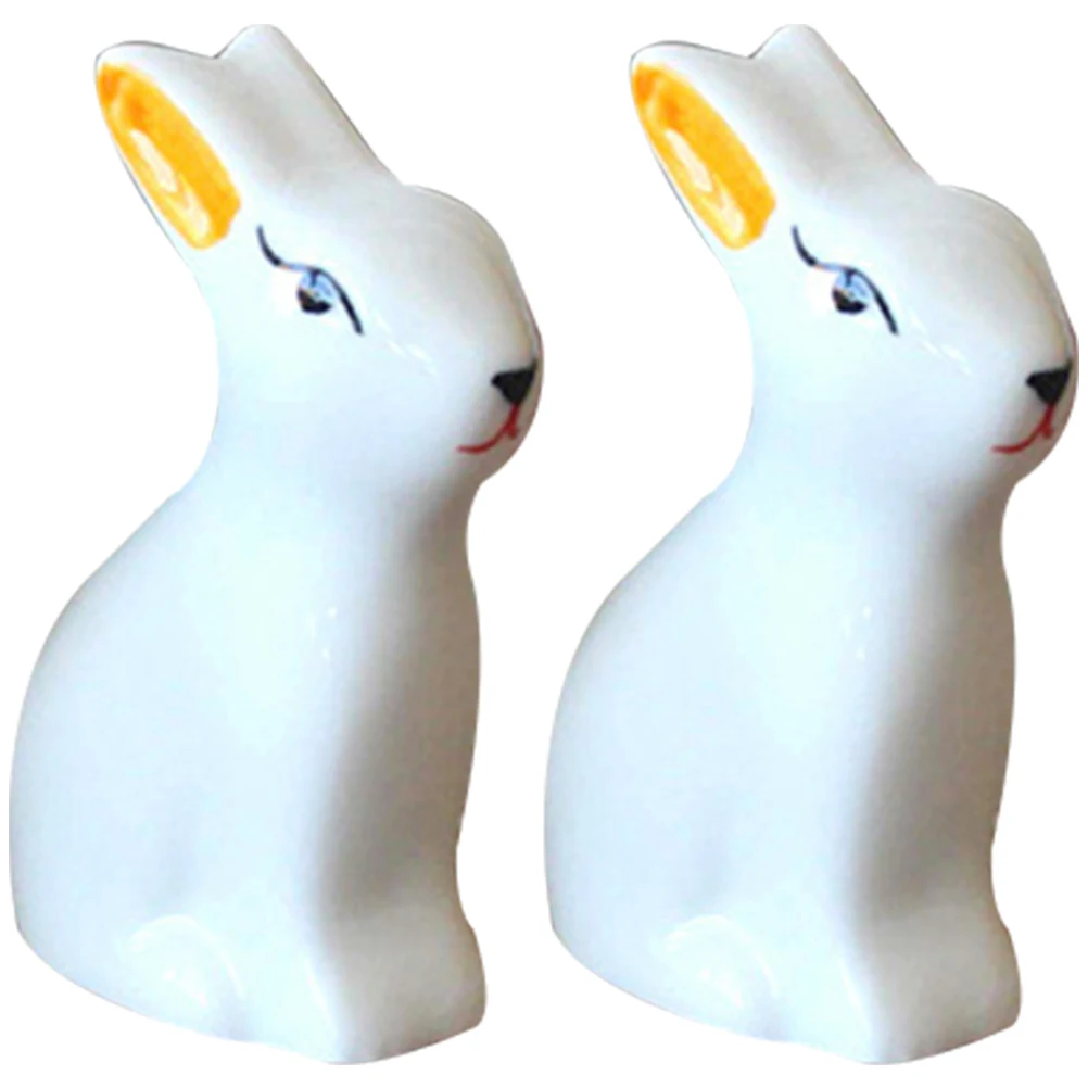 

2pcs Decor Ceramic Car Rabbit Decor Bunny Figurines nament Car Ceramic Craft Rabbit Home Garden Desk Decorations