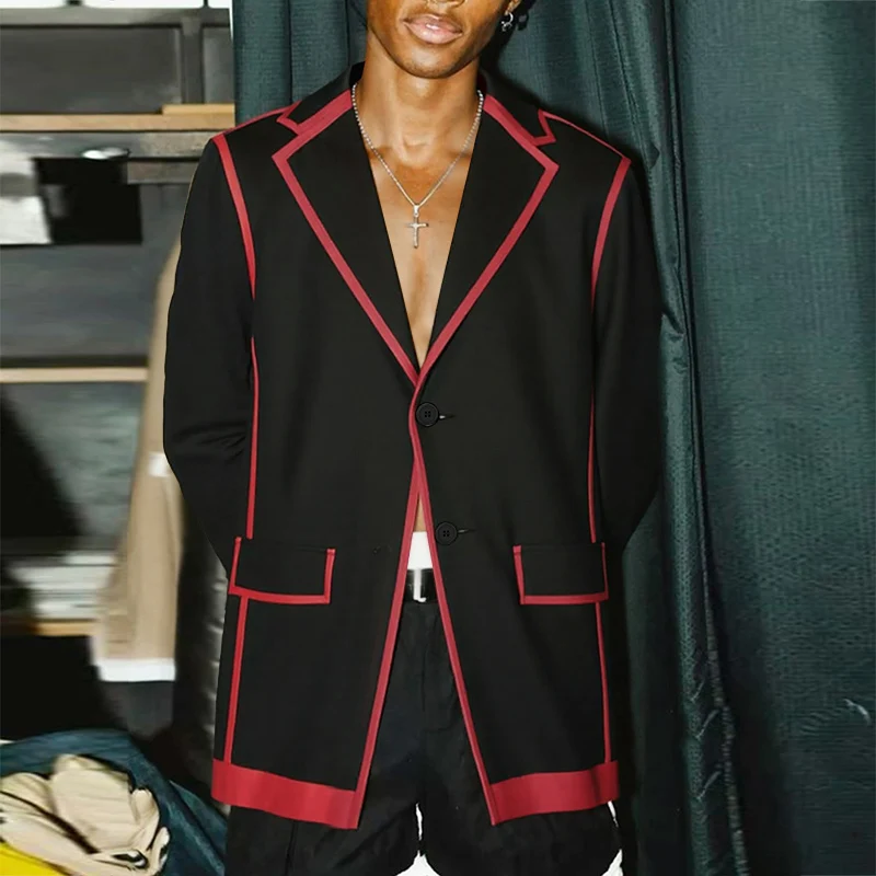 

INCERUN Men Blazer Patchwork Lapel Long Sleeve One Button Casual Male Suit Streetwear Loose 2025 Fashion Leisure Men Coats S-5XL