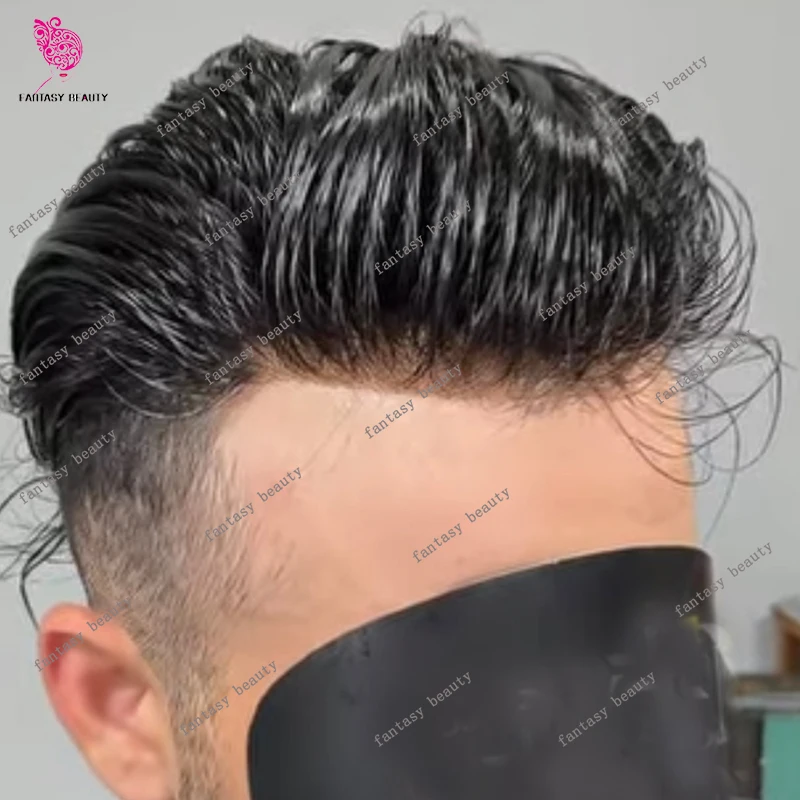 طويل 6 بوصة براون شقراء سوبر دائم الرجال رقيقة مايكرو الجلد الشعر المستعار شعري طبيعي 1B30 1B80 1b40 رمادي أسود الشعر أرخص شعر مستعار #2