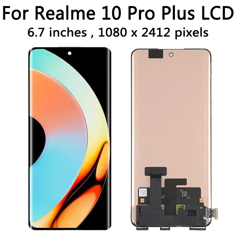 6.7“AMOLED For Oppo Realme 10 Pro+ Plus RMX3687 RMX3686 LCD Display Touch Screen Digitizer Assembly