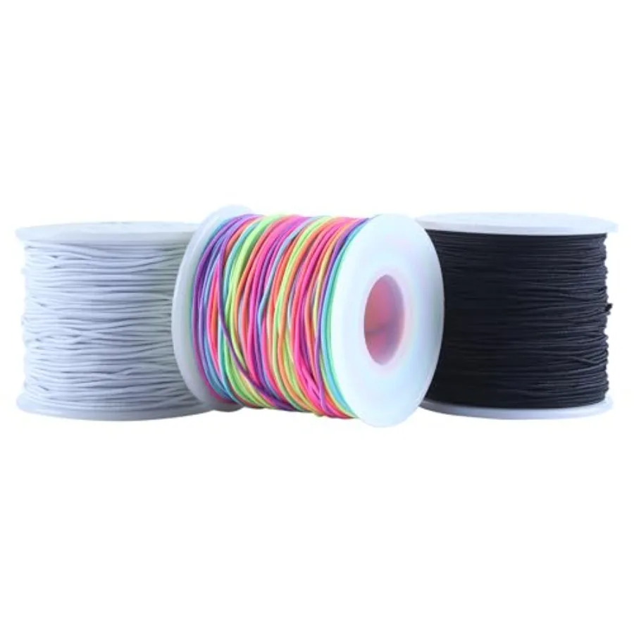 Stretchy Bracelet String, Elastic Beading Cord for Pony Beads, Kandi Bracelets, Necklaces and DIY Crafts,,50 Yards Each