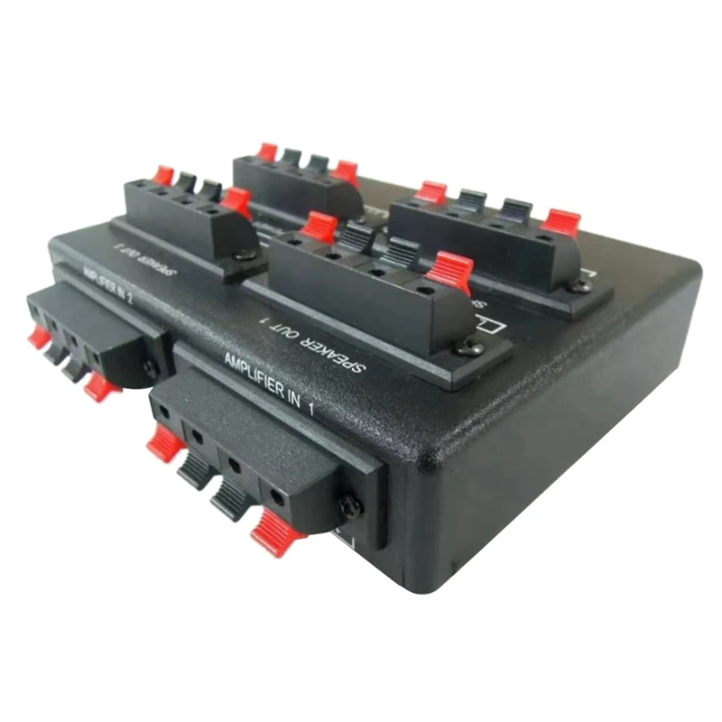 SP-24 Mini 2-IN-4-OUT Stereo Audio Selector Amplifier Switcher Box Speaker Splitter Easy Install