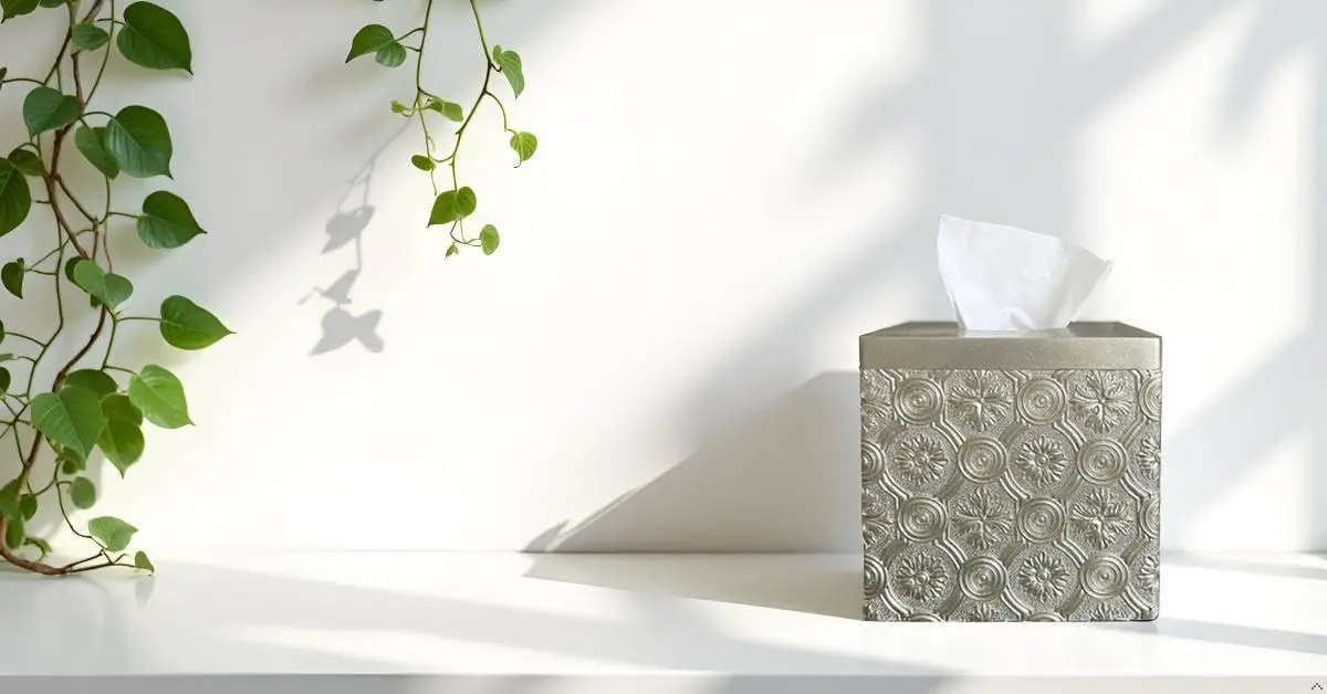Square Tissue Box Cover Holder for Bathroom Decor, Modern Resin Design with Easy Refill Bottom for Counter Top - view 6