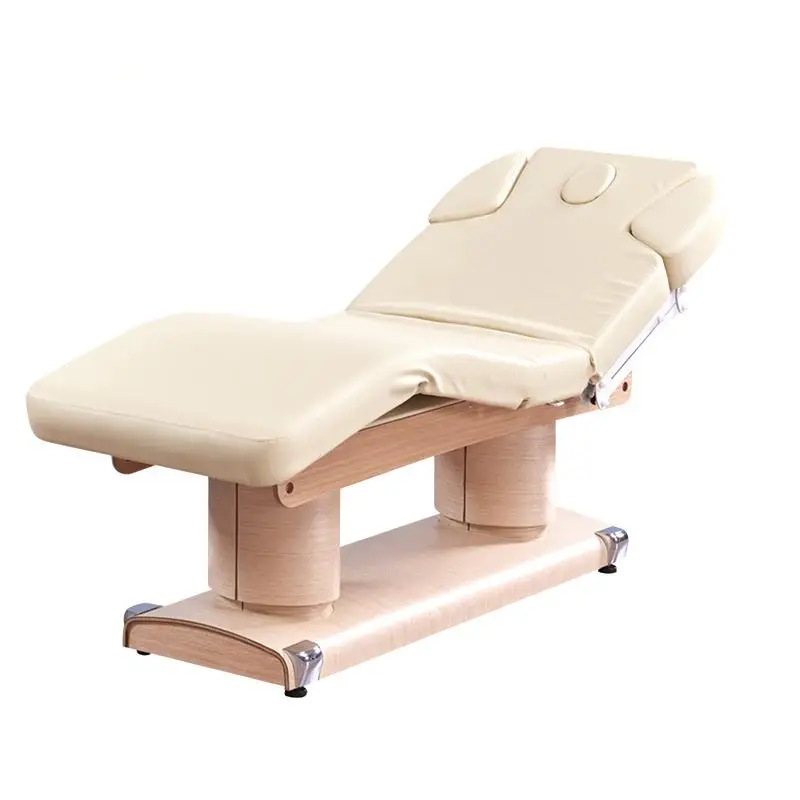 Customized Color Wooden Grain Base Electric Massage Table Bed Lifting by Powerful  Spa Wellness Bed for Salon