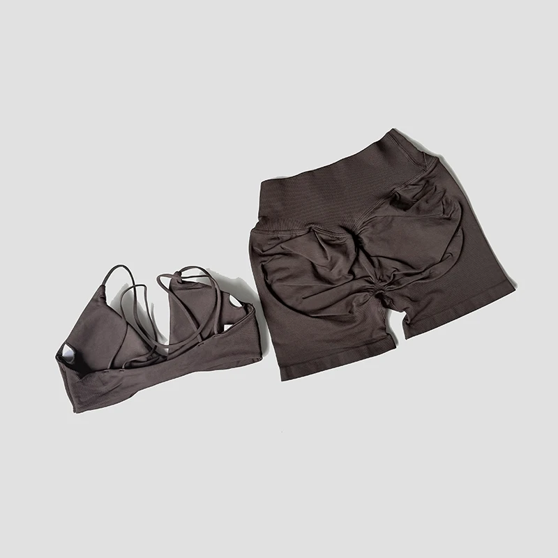 WAREBALL 2-teiliges Gym-Set für Damen: Vision Twist Front BH mit V-Ausschnitt und Cross-Waist Quick Dry Shorts – Ideal für Pilates, Workout, Laufen und Fitness – Detail 21