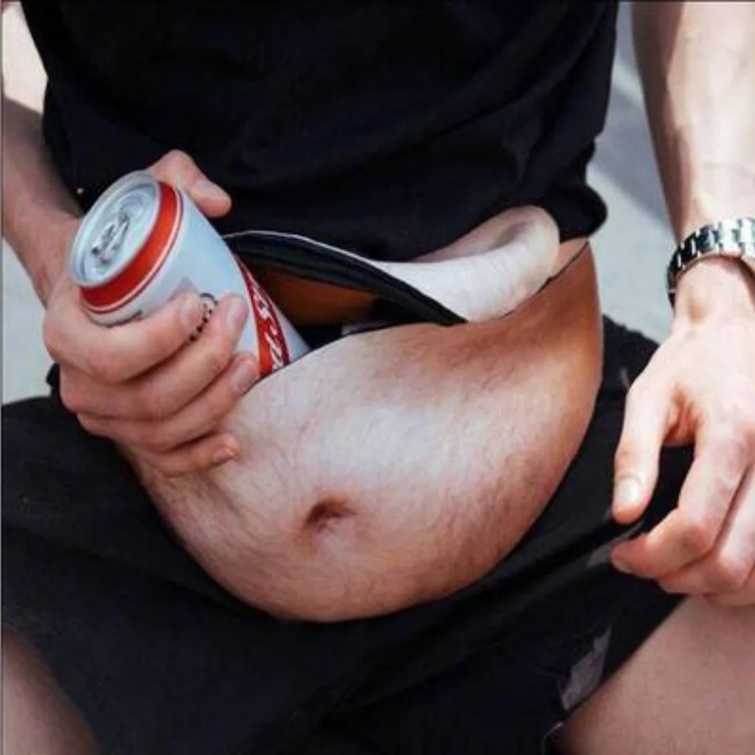 Funny Fake Belly Fanny Pack Novelty Simulation Beer Belly Waist Bag Gift Adjustable Waist Pouch For Halloween Party Cosplay Prop