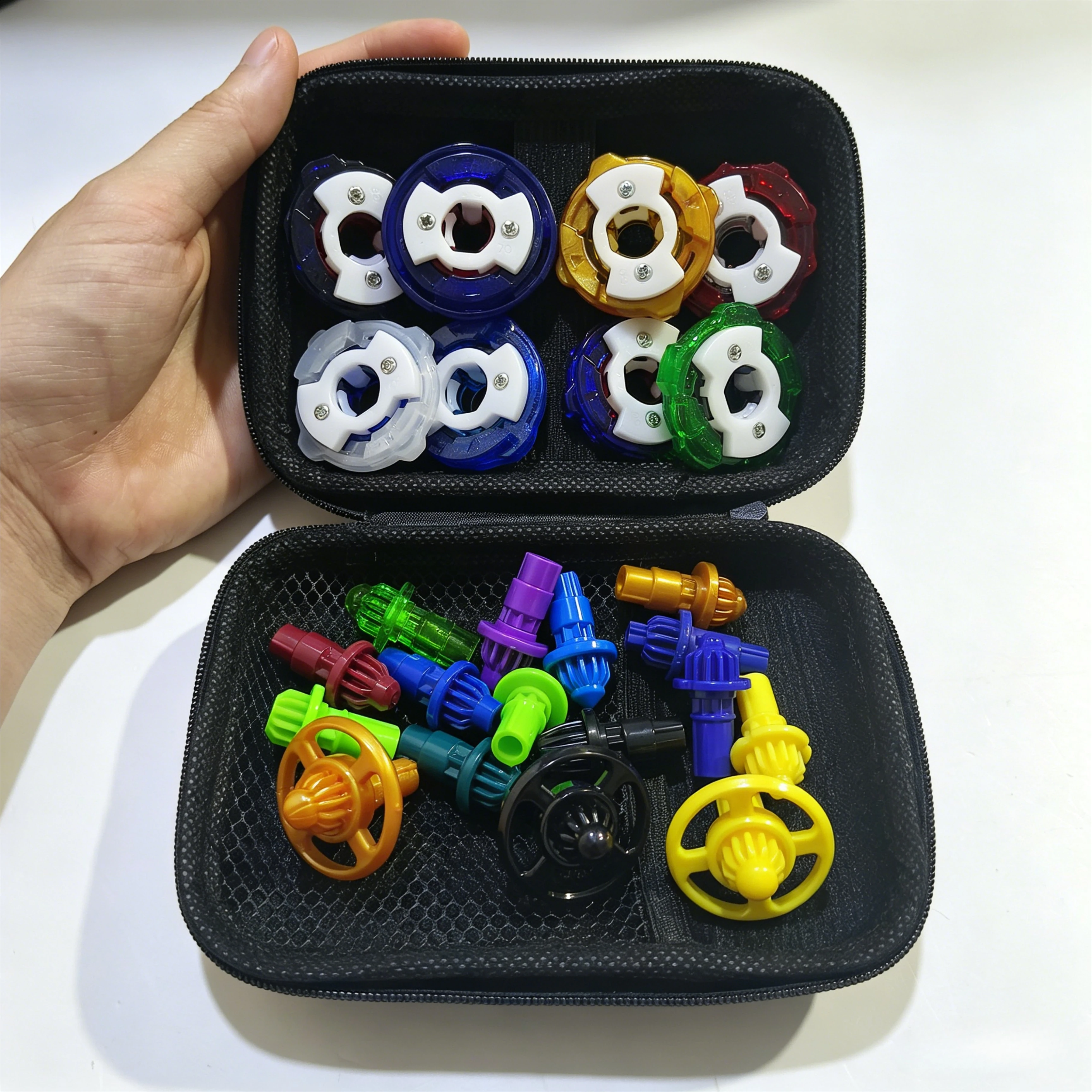 Set de Accesorios de Batalla - Piñón de Ataque Giratorio y Base para Piñón con Caja de Almacenamiento, Piezas Modificadas Personalizadas para Juguetes de Regalo BX UX CX