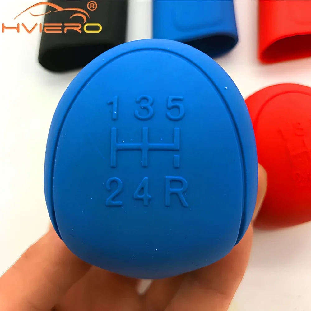 1X Auto Shift Knob Cover 5 Speed Silicone Anti Slip Wear Red Blue Black Manual Handle Protection Automatic Internal Access Trim