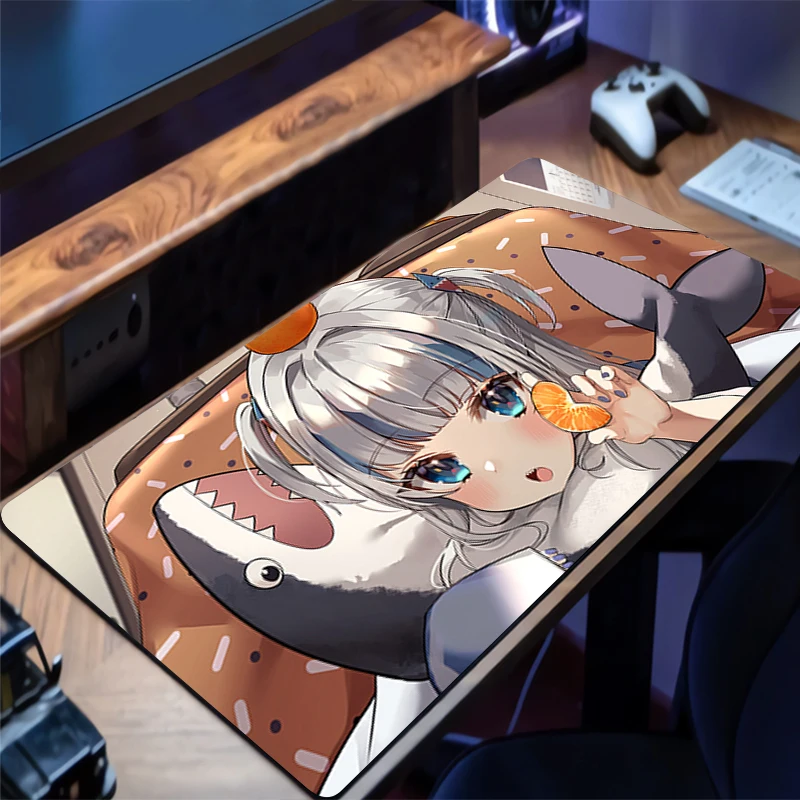 マウスパッド H-hololive Gawr Gura デスクマットプロテクターゲーミングマウスパッドオフィステーブル装飾キーボードロングパッドコンピュータゲーマーマット