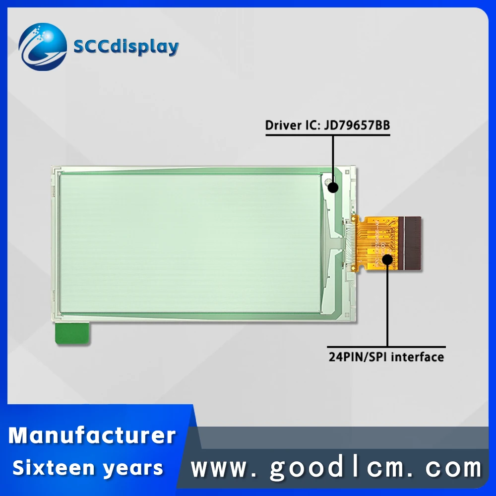 low energy consumption 2.66 Inch E Ink Screen SJXD-E0266A06-AF-S 184x360 Electronic Paper Display Module SPI Interface JD79657BB