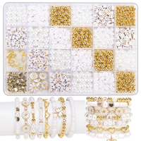 DIY Clay Beads Bracelet Making Kit, Flat Beads for Friendship Jewelry Making,Pearl Polymer Beads with Charms Gifts for Girls