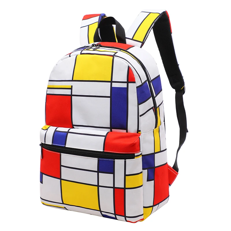 TINYAT Women's Colorful Square Backpack Breathable back Multiple Pockets Schoolbag Libraries Schools Leisure Travel Bag