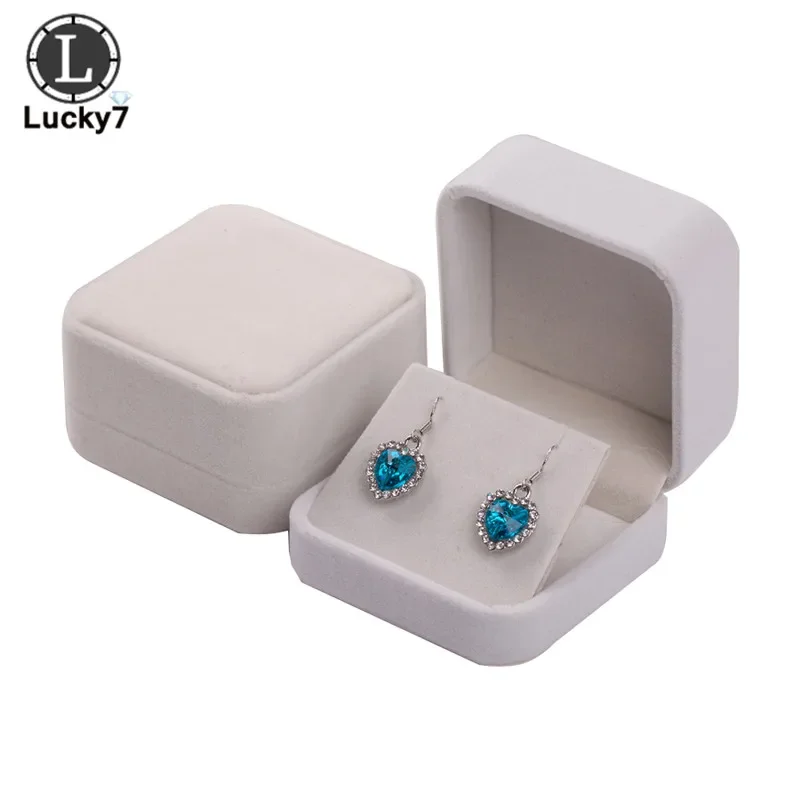 7x7cm Jewelry Gift Box for Earrings Display Jewellery Gift Storage Boxes Black Velvet Carrying Case Organizer