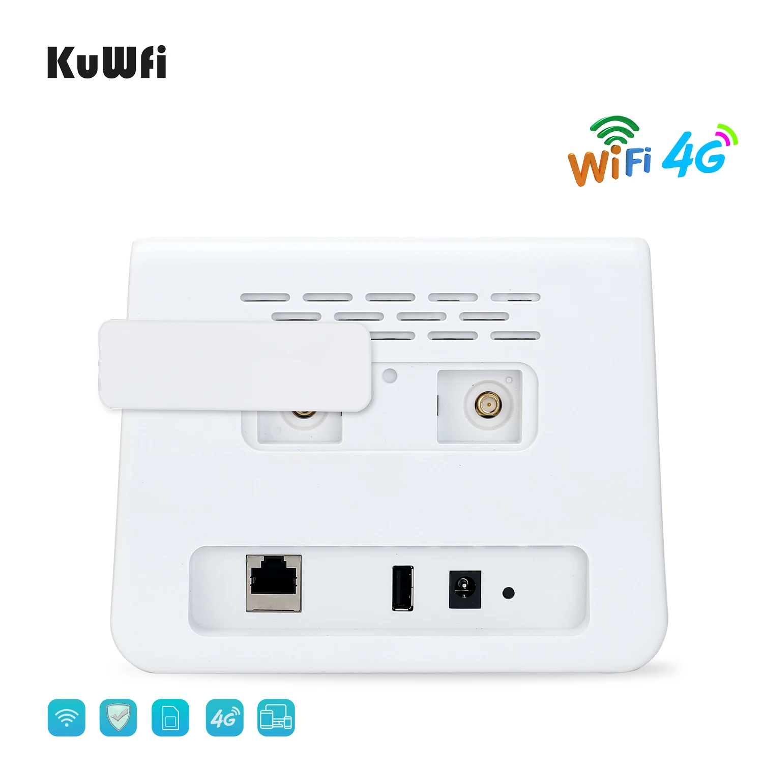 Imagem -03 - Kuwfi 4g Wifi Router 150mbps Lte Cpe Cat4 4g Cartão Sim Router Mobile Wifi Hotspot Suporte 4g para Lan Port 32 Usuários Wifi