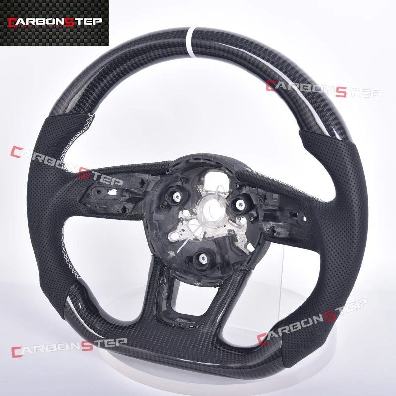 Car Perforated Leather Carbon Fiber Steering Wheel For Audi RS3 RS4 RS8 S3 S4 S5 A3 A4 A5 B8 B9 B7 C7 C6 C8 8V 8P B8.5 B6 B5