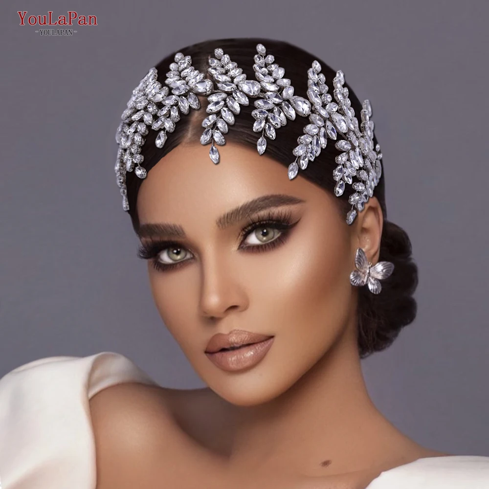 YouLaPan Silver Color Rhinestone Bride Hair Band Luxury Headband Hair Accessories Women Festival Headpiece Hair Jewelry HP439
