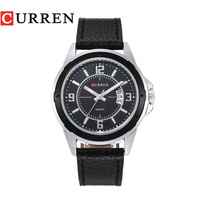 CURREN 8124 Fashion Mens Watches Black Leather Classic Bracelet Simple Quartz Men Watch Wristwatch Relogio Masculino