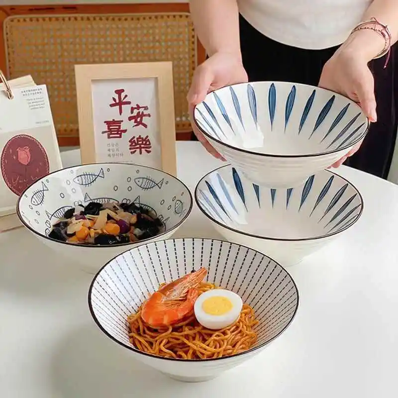 

Japanese Style Large Ceramic Bowl Soup Bowl Dessert Bowl Ramen Bowl Beef Stew Bowl Family Use Dining Utensils Sweet Soup Bowl