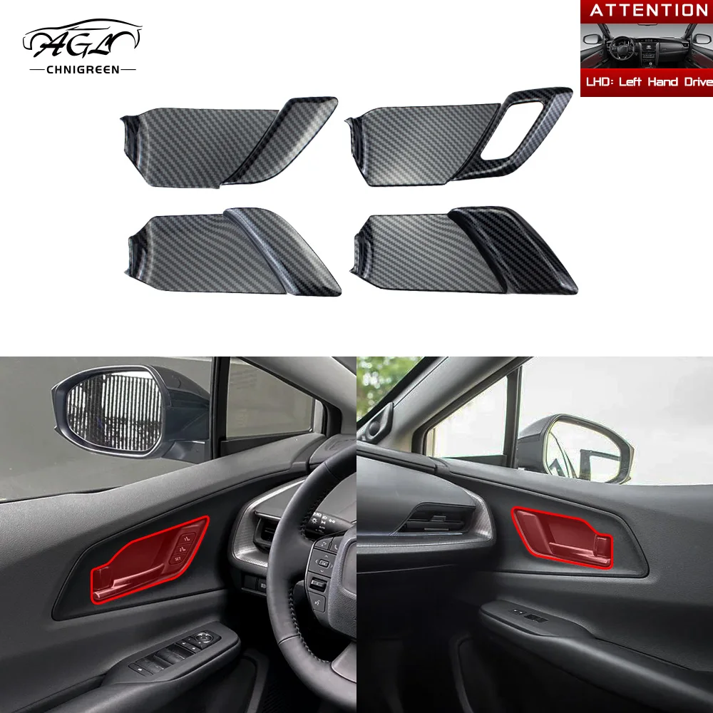 4pcs ABS Carbon Fiber Color Inner Door Open Handle Cover Interior for Toyota Prius 2023 2024