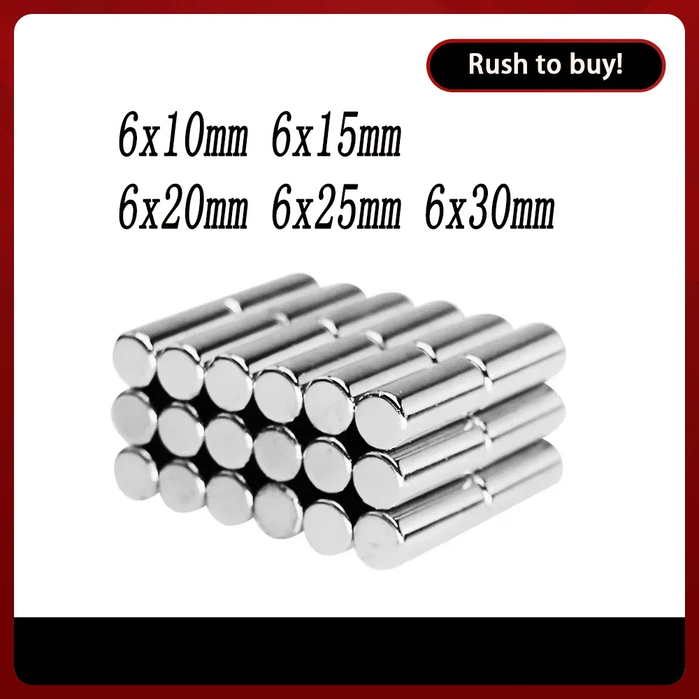 6x15 Thick Strong Cylinder Rare Earth Magnet 6mm*25mm Round Neodymium Magnet 6x20mm Small disc Magnet sheet 6*10 6x30