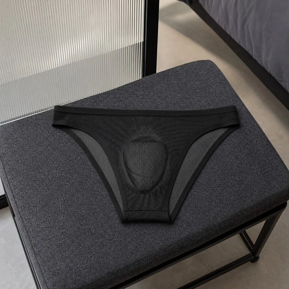 Spring Summer Ice Silk Men's Triangle Panties Lingerie Breathable Men Thin Briefs Underpants Large Size Underwear for Men Male