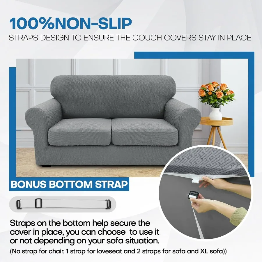 2025年新作 4ピース ソファカバー 3クッションソファ用 超伸縮 厚手 ソフト ソファカバー 滑り止め ソファカバー 犬 猫 家具用